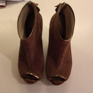 Size 36.5 Jimmy Choo wedge suede open toe booties